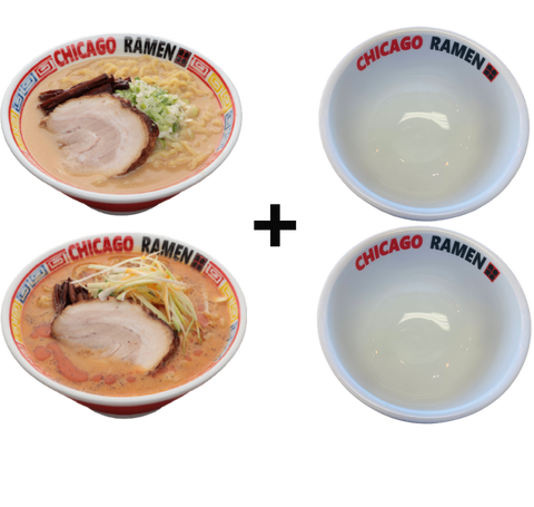 Chicago Ramen Starter Kit 2 servings of ramen(Red Miso, White Miso) and 2 bowls